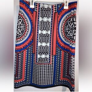 Valerie Stevens Bold Geometric Elastic Waist Multicolored Boho Skirt sz M